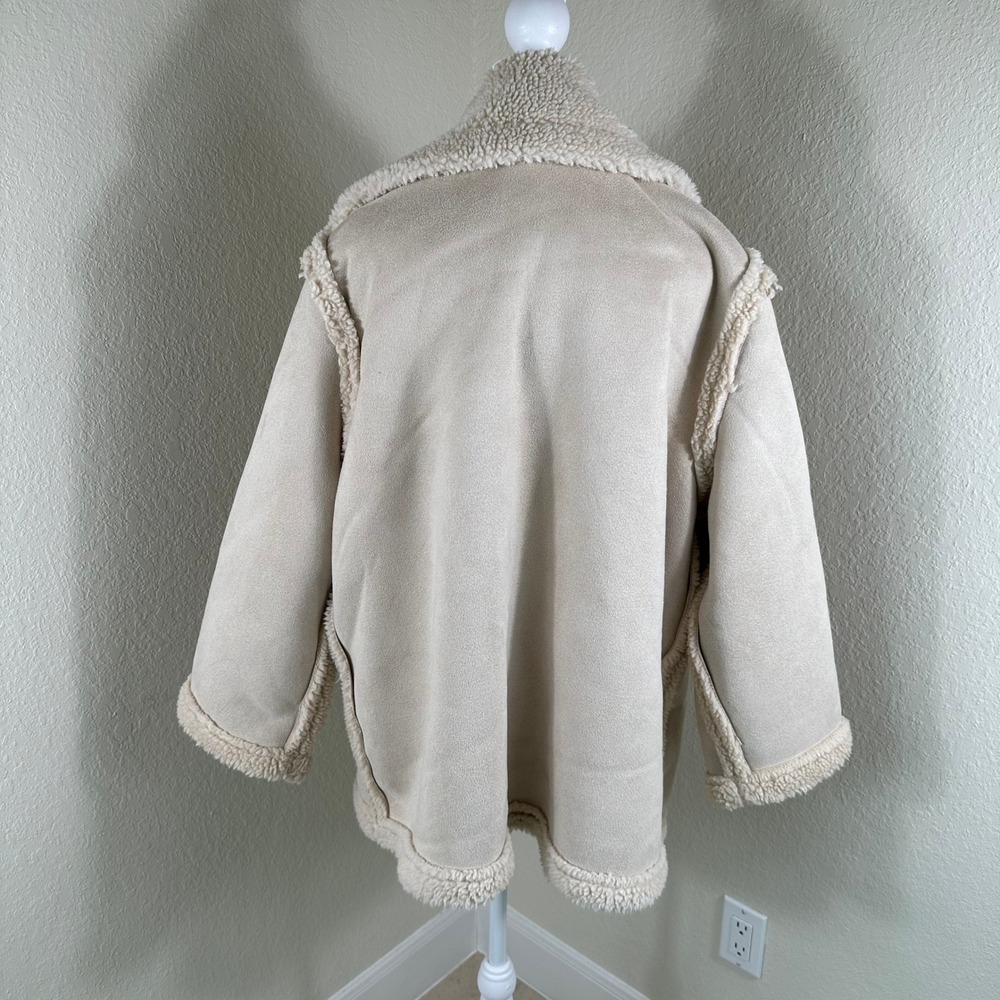 We11done Reversible Sherpa Faux Suede Coat Unisex OS Beige Streetwear Oversized - Picture 4 of 5
